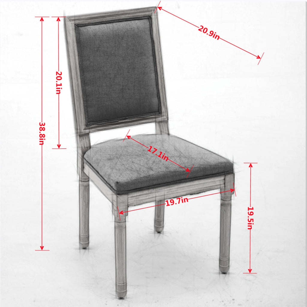 French Louis Dining Chairs with Square Backrest (Set of 2)