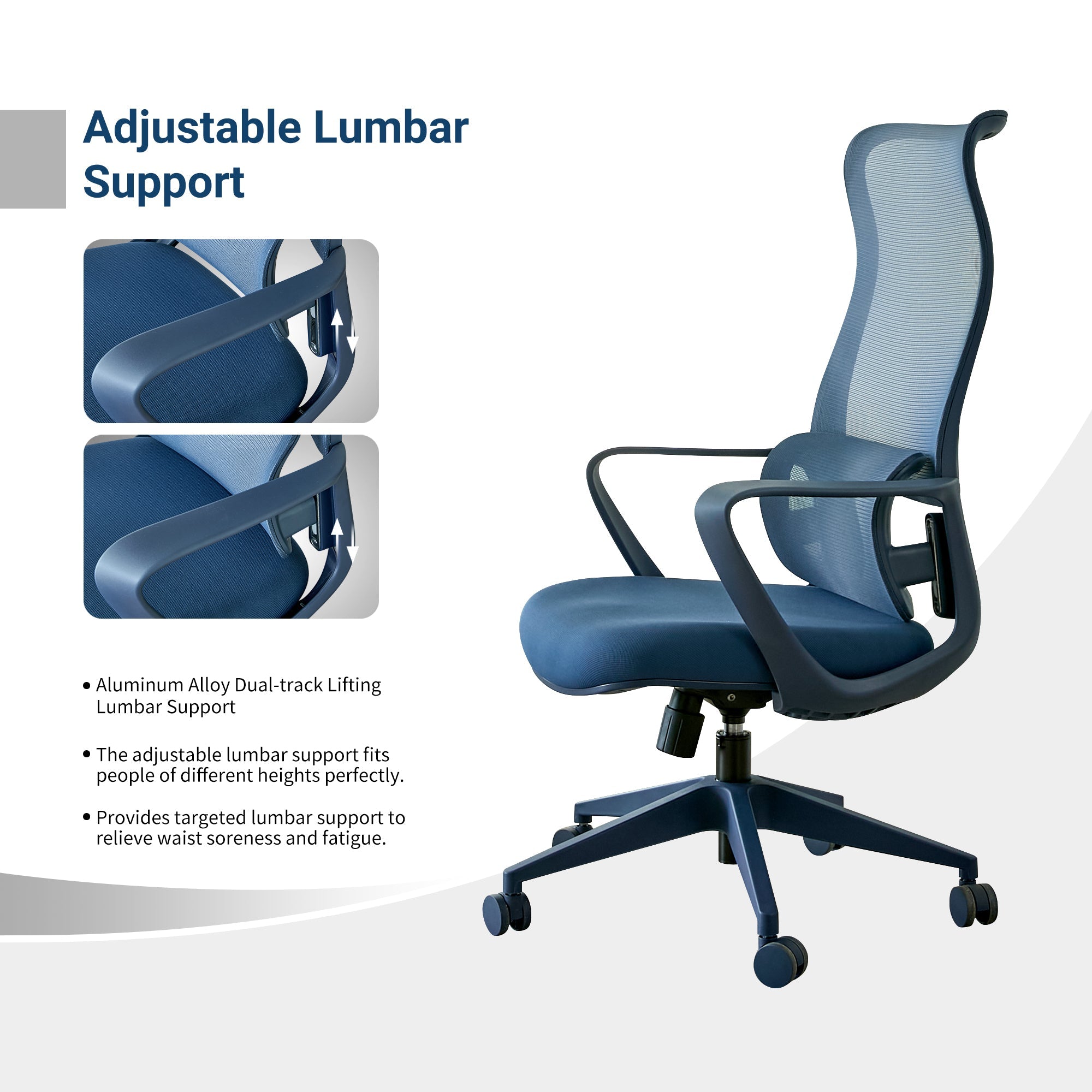 Modern Executive Office Chair with Adjustable Height Lumbar Support