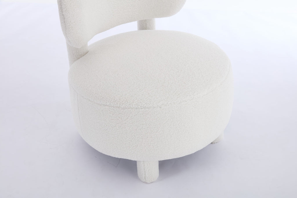 Fur/Teddy Fabric Armless Accent Chair with Curved Backrest