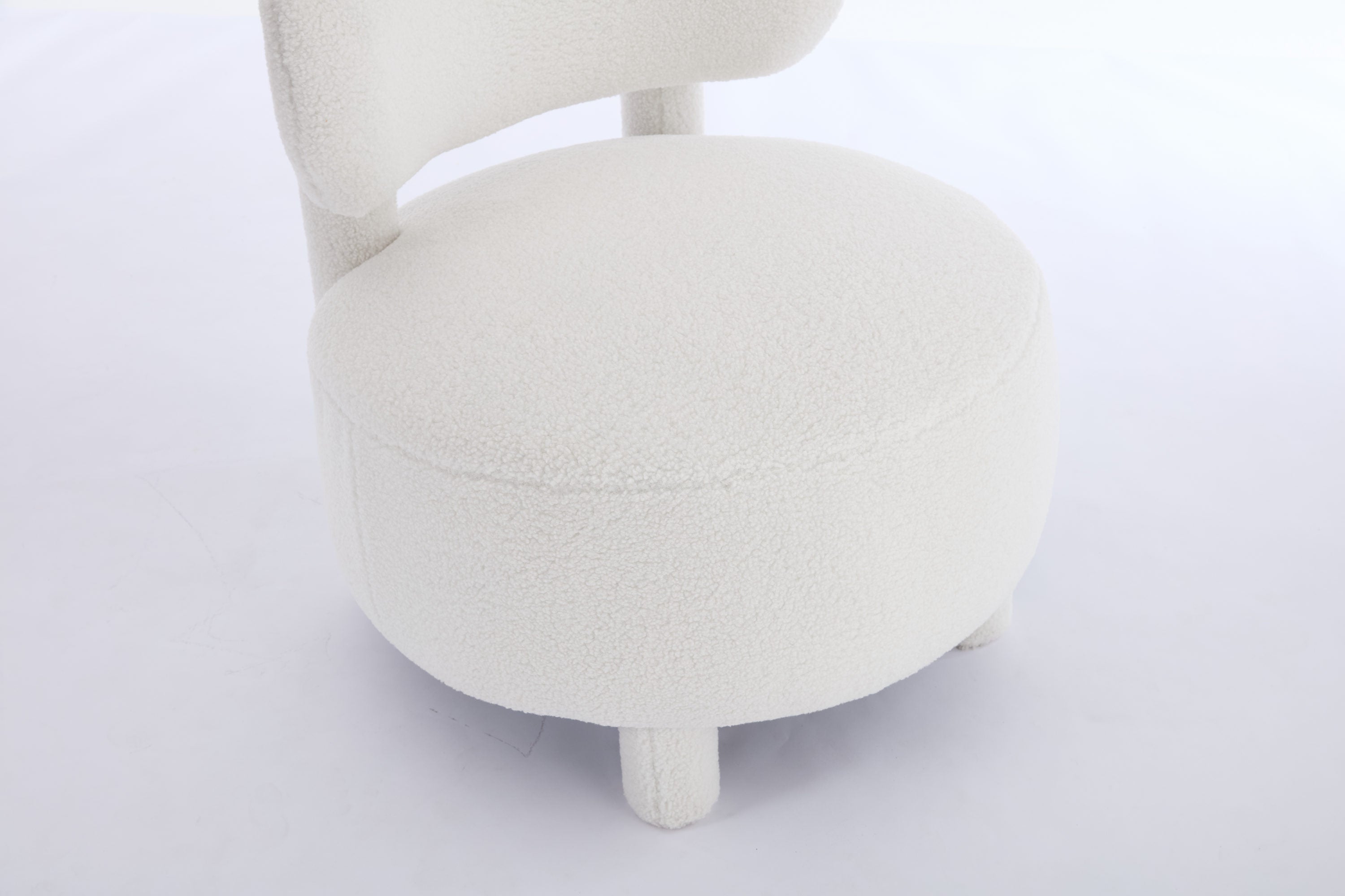 Fur/Teddy Fabric Armless Accent Chair with Curved Backrest