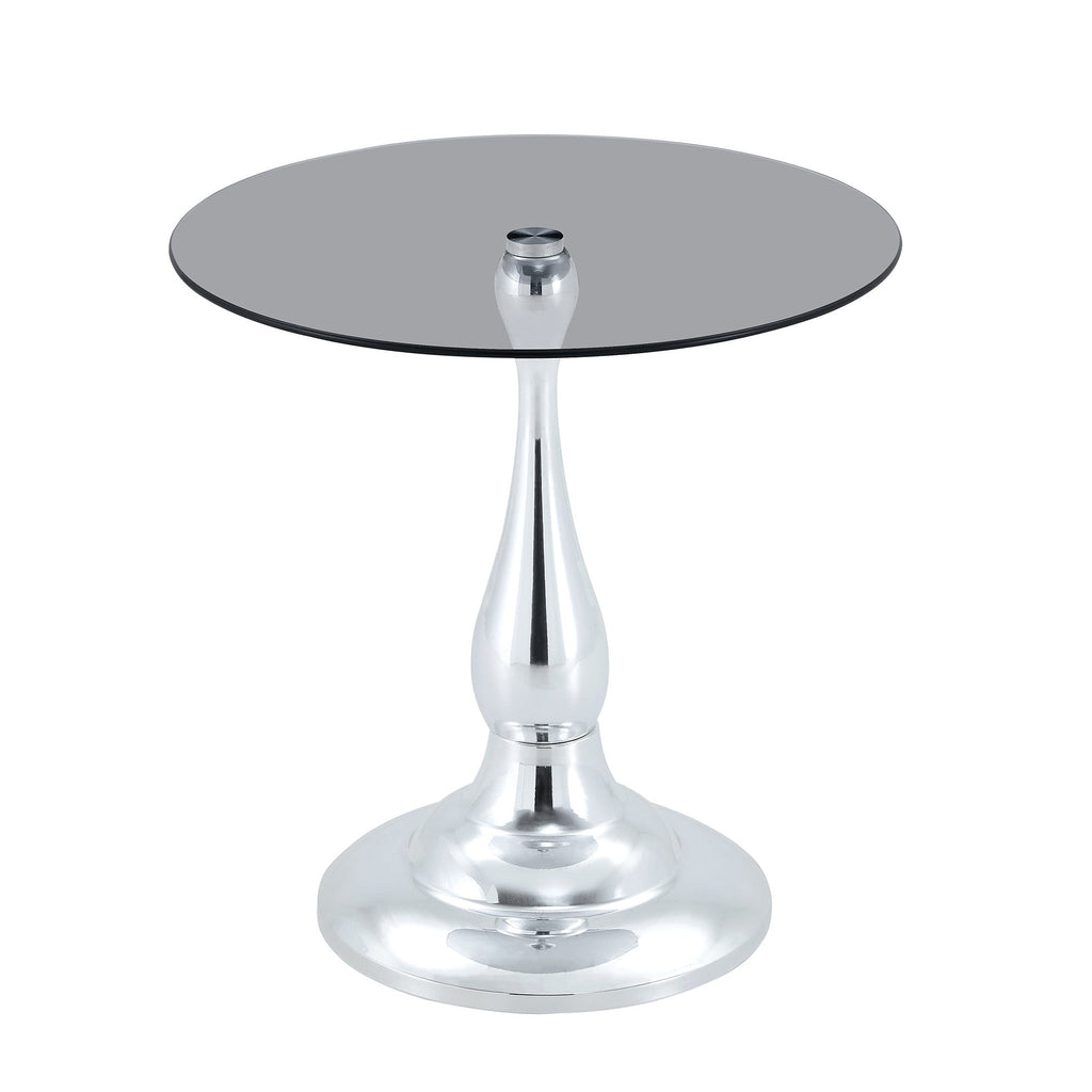 20" Small Luxury Metal Round Side Table with a Glass Top