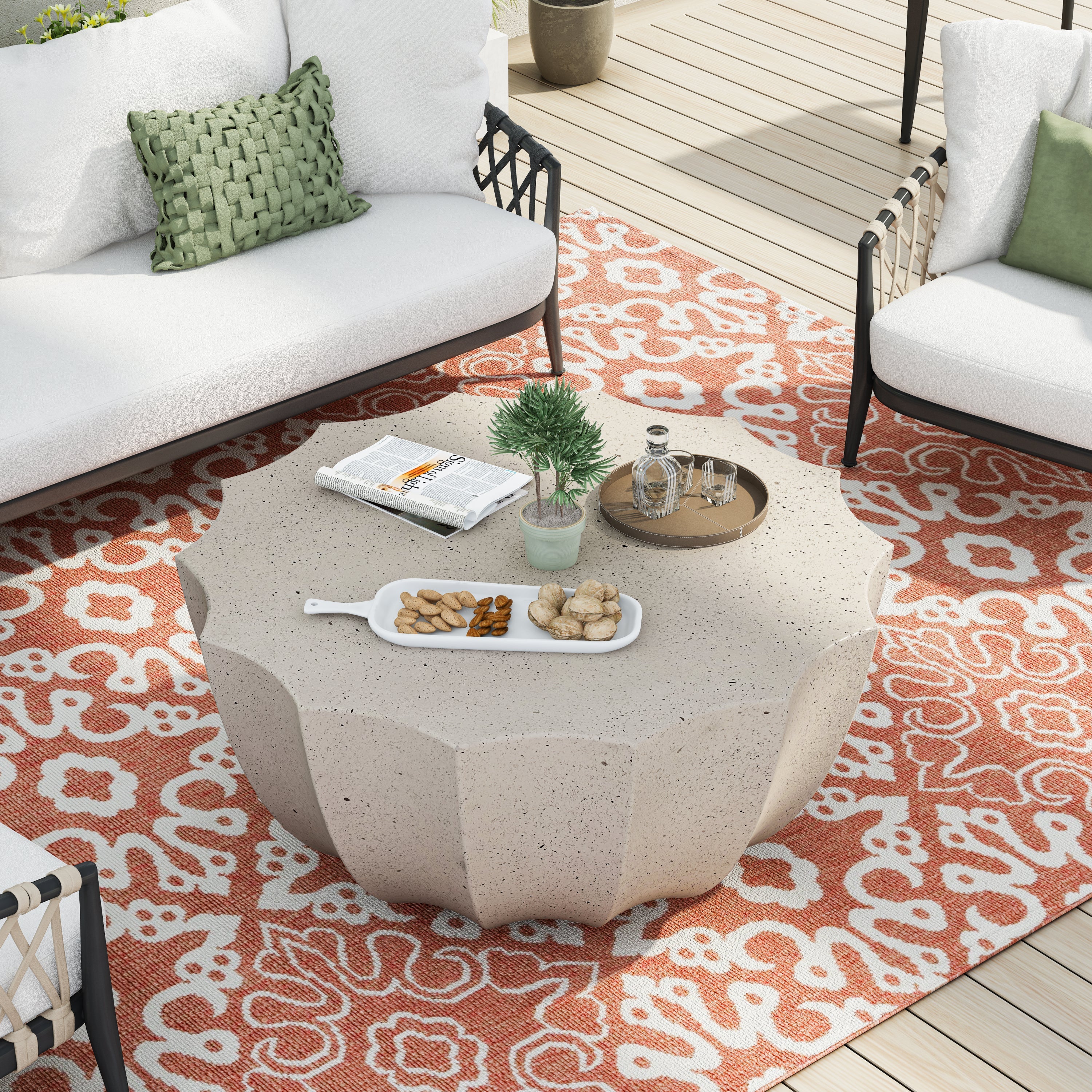 35.43' Modern Outdoor and Indoor Waterproof Coffee Table