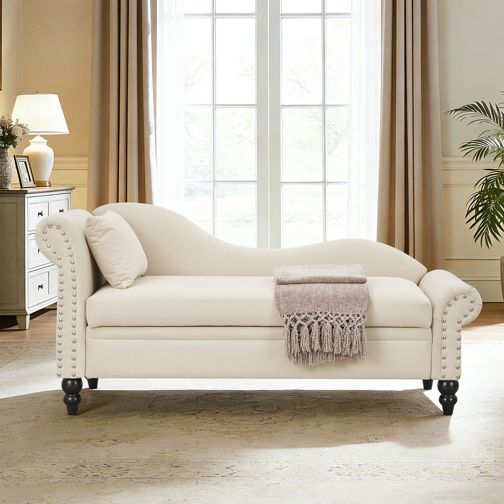 64.5'' Modern Velvet Chaise Lounge with Storage for Living Room/Bedroom