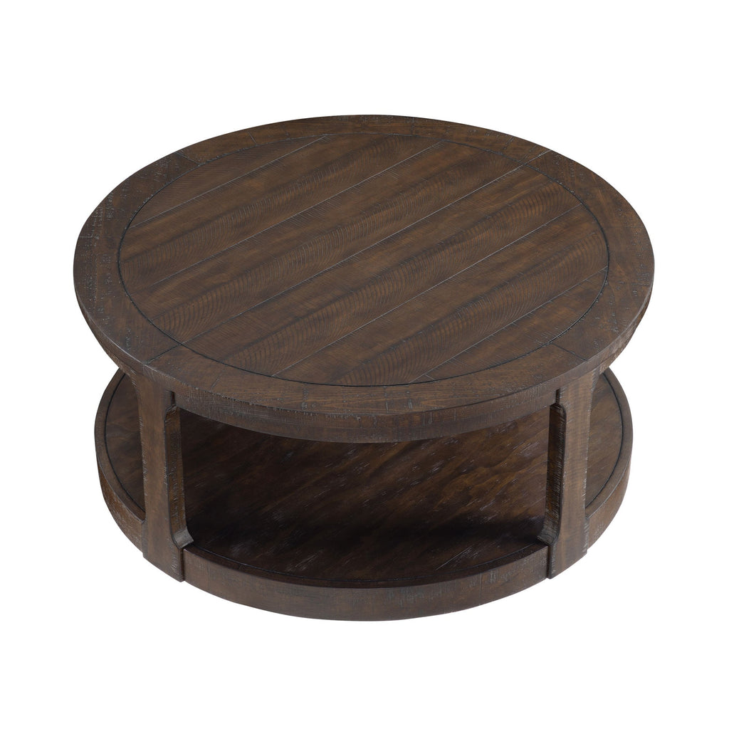 40" Large Curved 2 Tier Traditional Coffee Table with Wheels