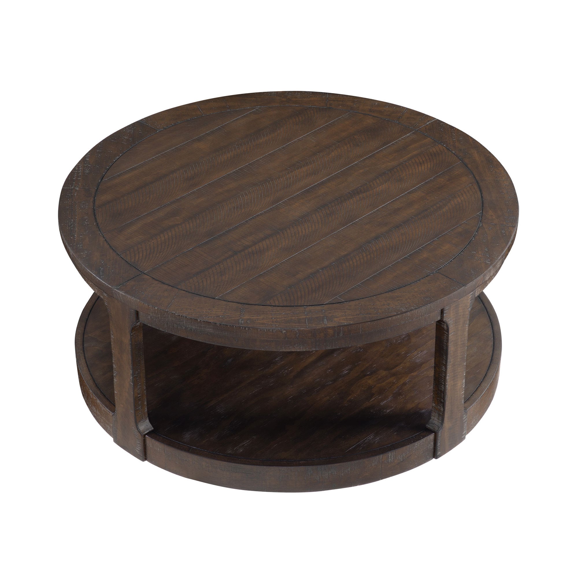40" Large Curved 2 Tier Traditional Coffee Table with Wheels