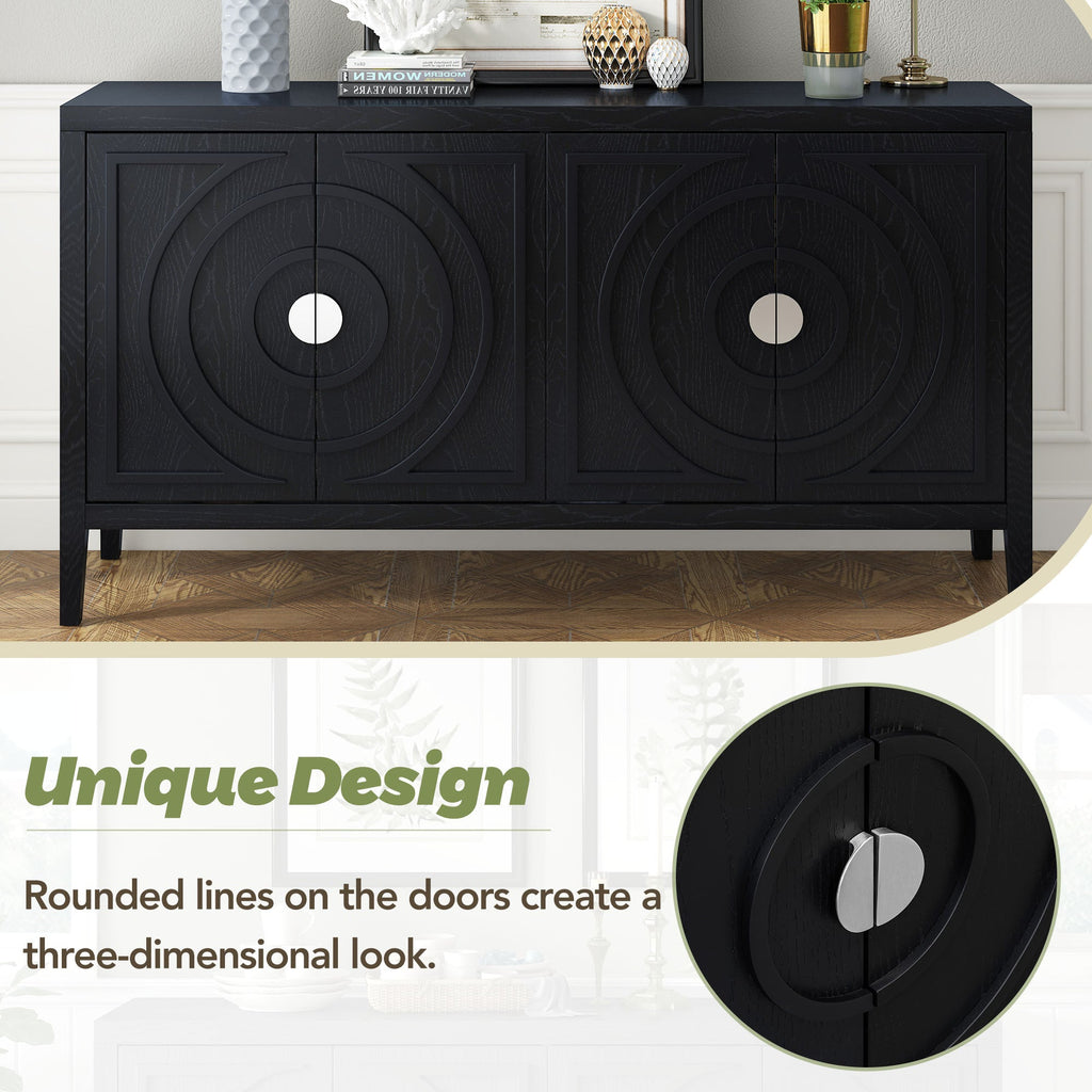 60" Circular Groove Design Sideboard Door for Living Room