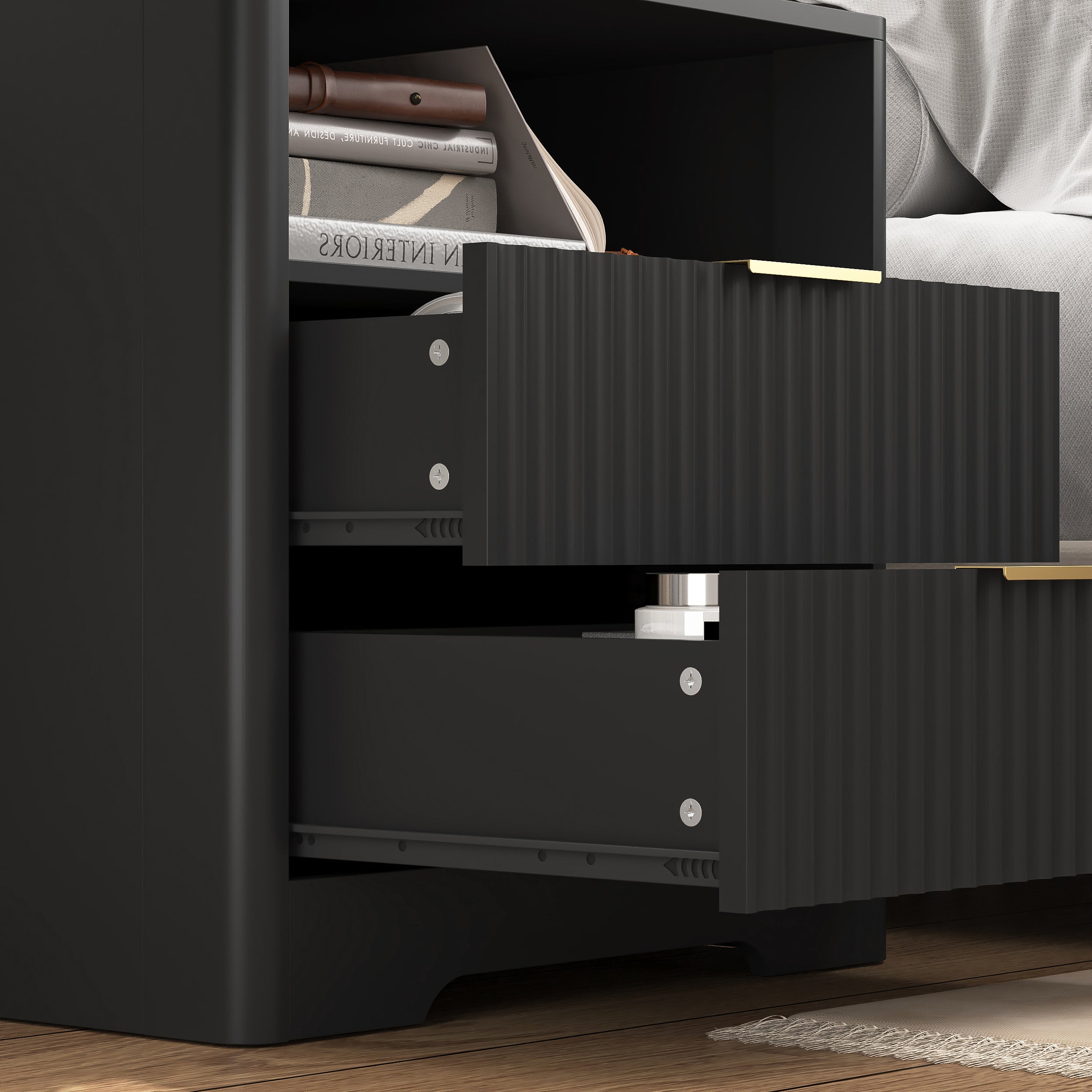 Smart Nightstand with Charging Station for Bedroom