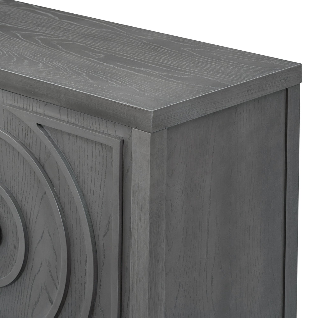 60" Circular Groove Design Sideboard Door for Living Room