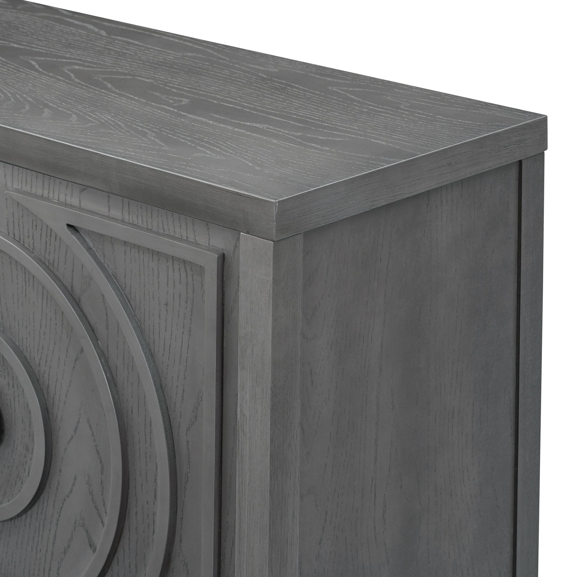 60" Circular Groove Design Sideboard Door for Living Room