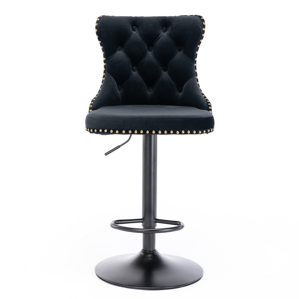 Modern Swivel Velvet Barstools Adjusatble Seat (Set of 2)