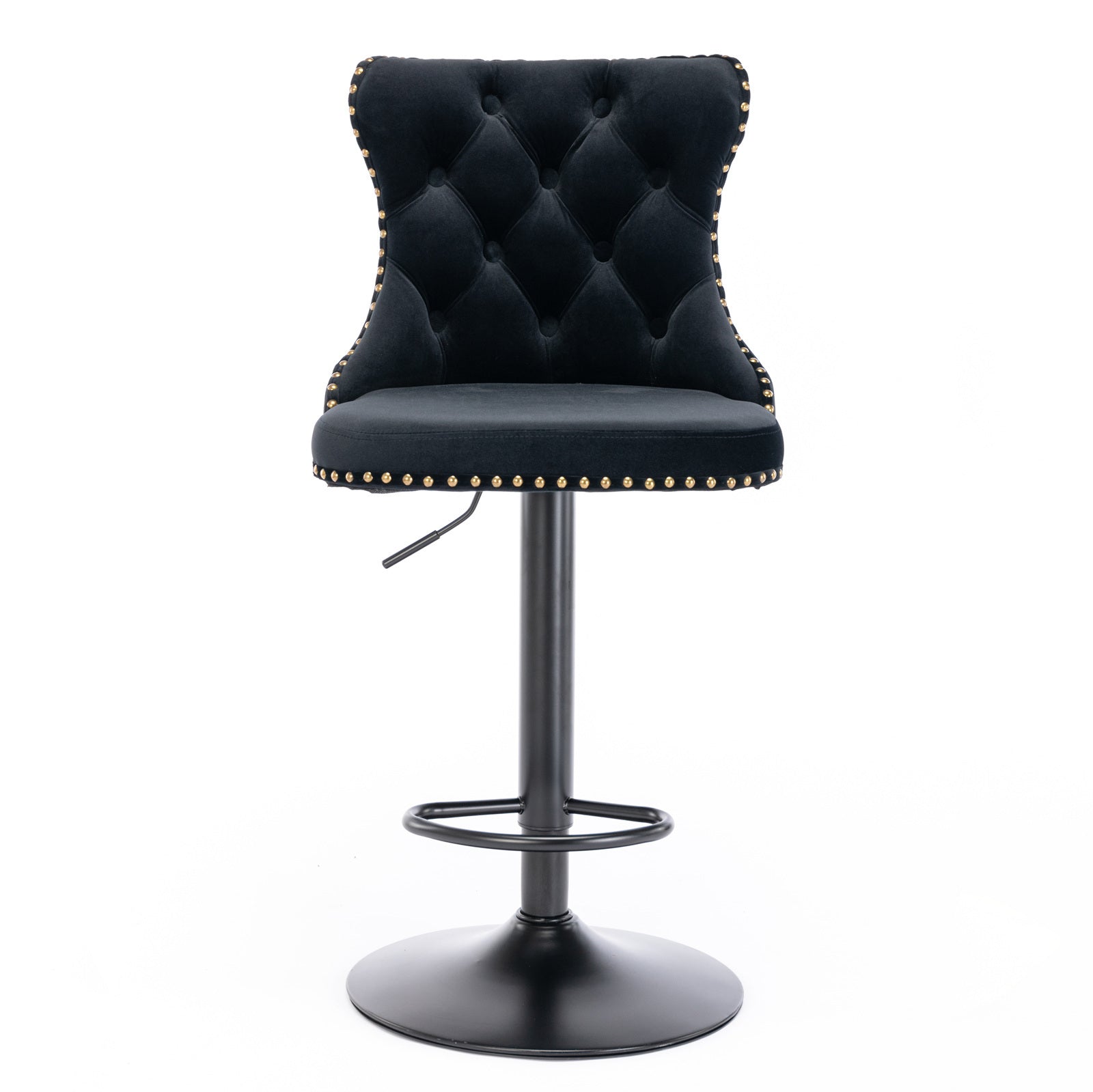 Modern Swivel Velvet Barstools Adjusatble Seat (Set of 2)