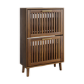Medieval Modern Walnut Shoe Cabinet with 2 Flip Drawers