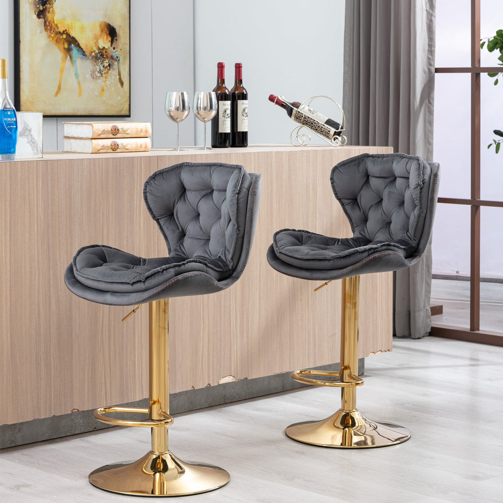 Bar Stools with Chrome Footrest and Base (Set of 2 )