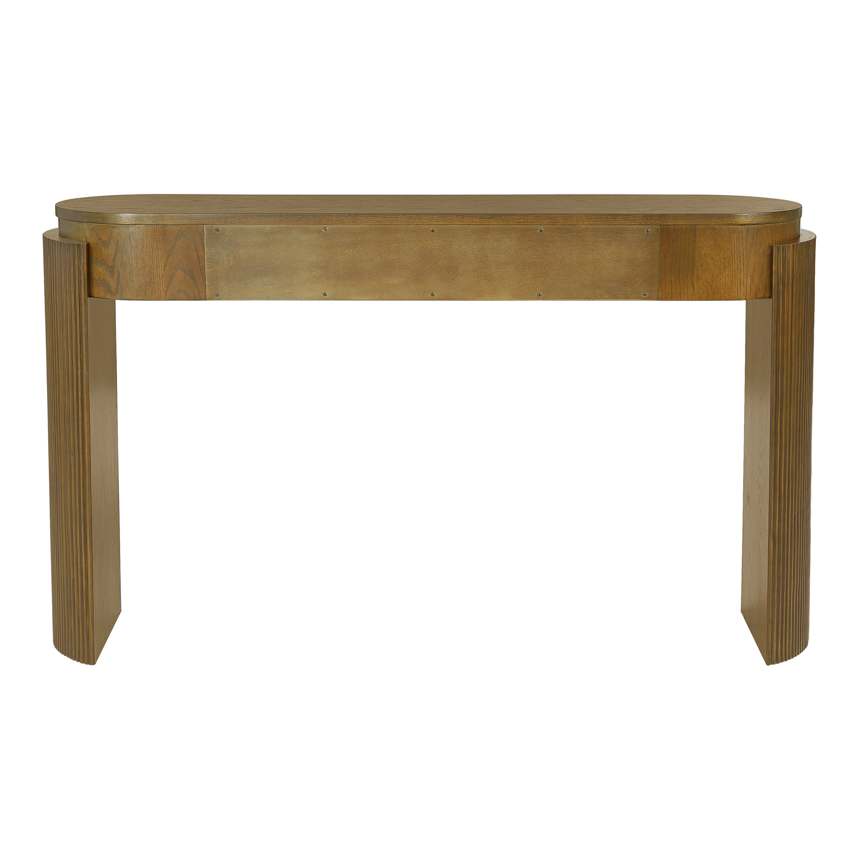 Natural Wood Console Table with Fluted Design