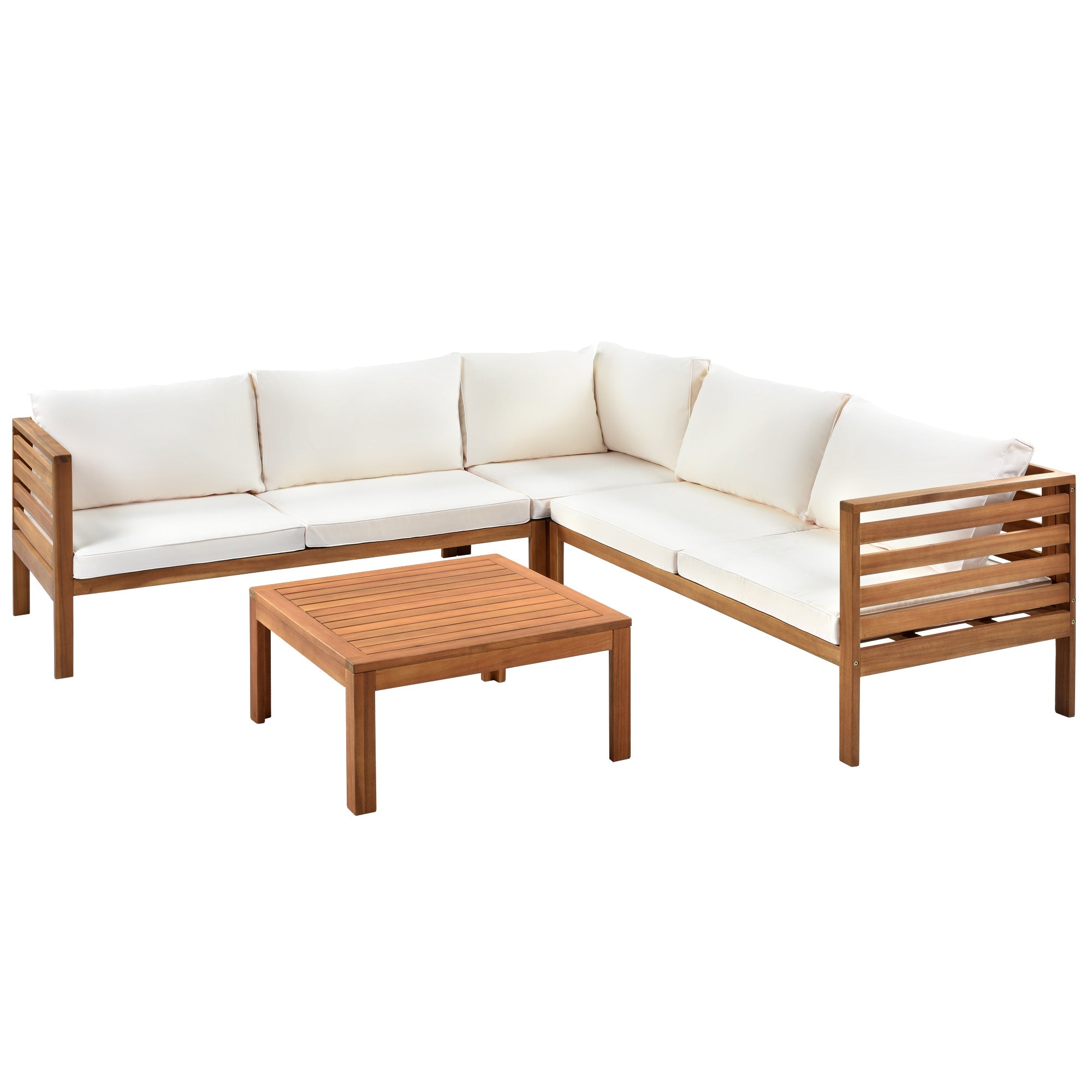 Acacia wood outdoor sofa set UV resistant water resistant cushions durable metal frame ideal patio garden outdoor living