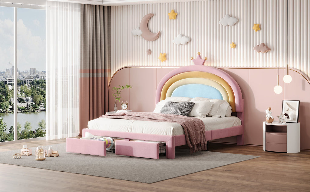 Twin/Full Size Rainbow Princess Platform Bed