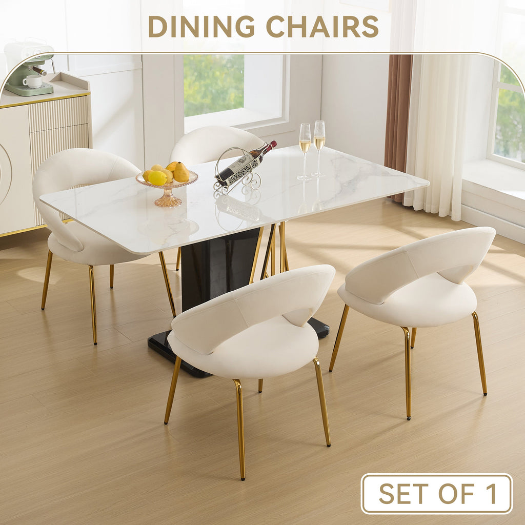 Velvet/Teddy Fabric Dining Chairs with Curved Backrest