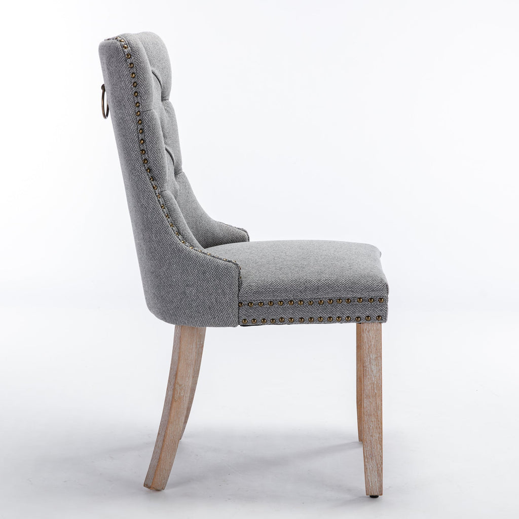 Linen Contemporary Tufted Flax Upholstered Dining Chairs (Set of 2)