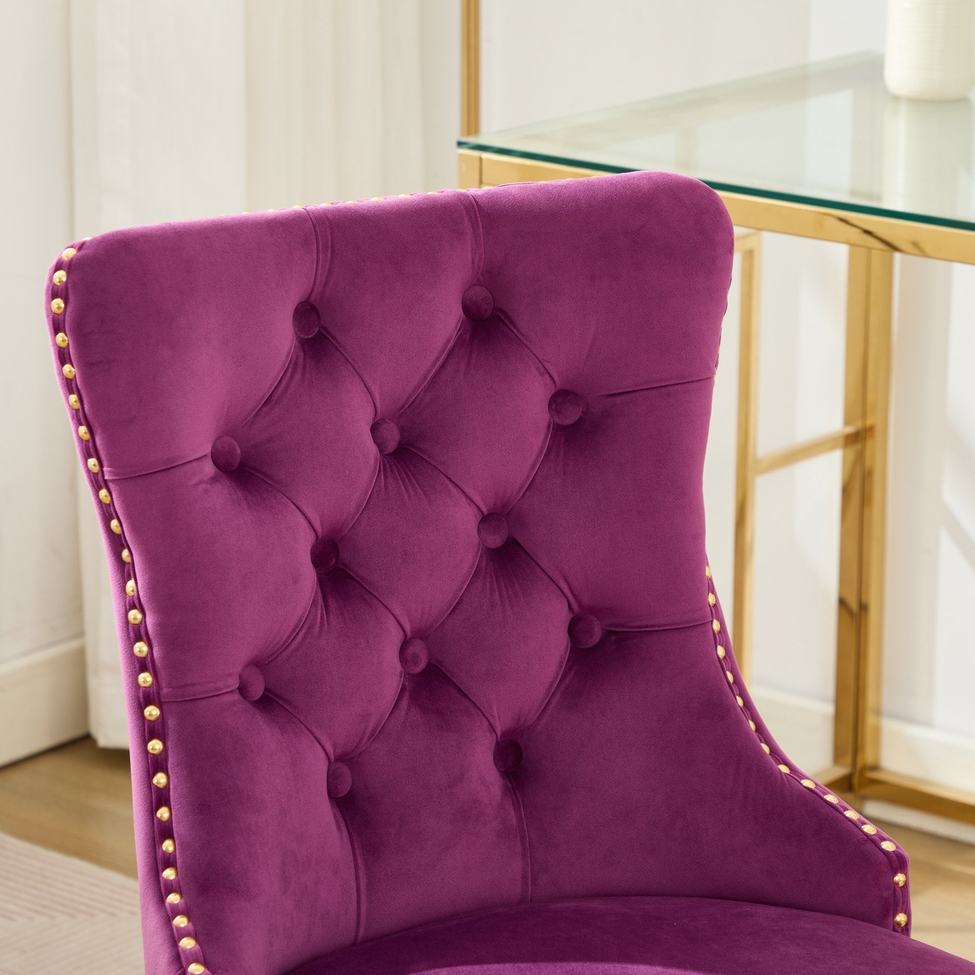 Modern Velvet Upholstered Tufted Button Home Office Chair