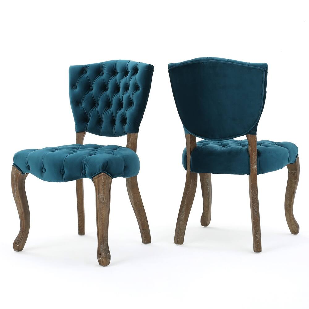 Traditional European Style Tufted Velvet Dining Chairs（Set of 2）
