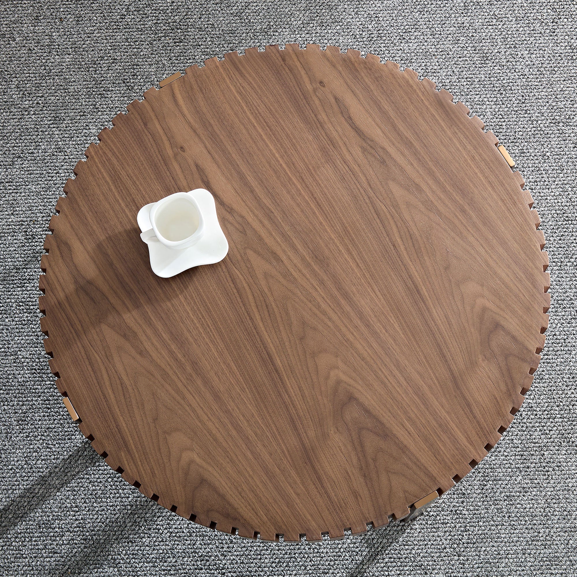 Modern Handcraft Drum Round Coffee Table