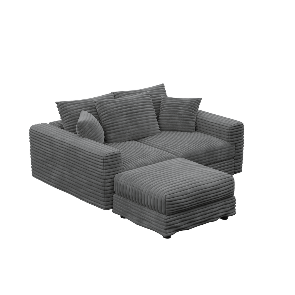 82.7' Modern Comfy Cloud Couch Sofa with Soft Pillows + Ottomans Option