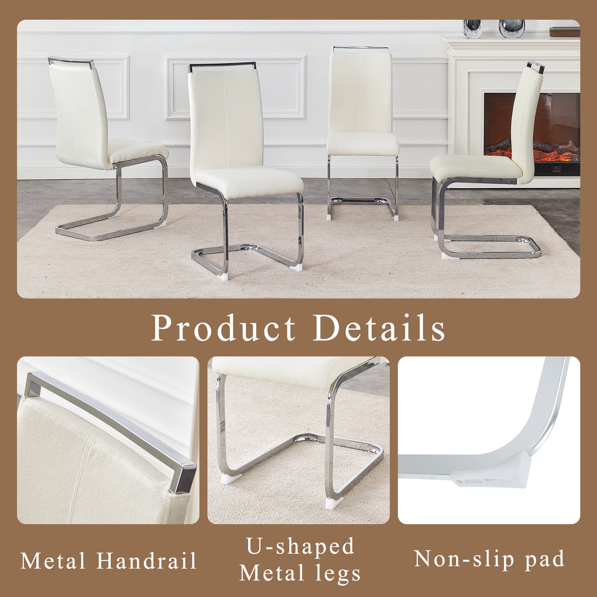 Luxury Style Grainy Fabric-like Dining Chairs (Set of 4)
