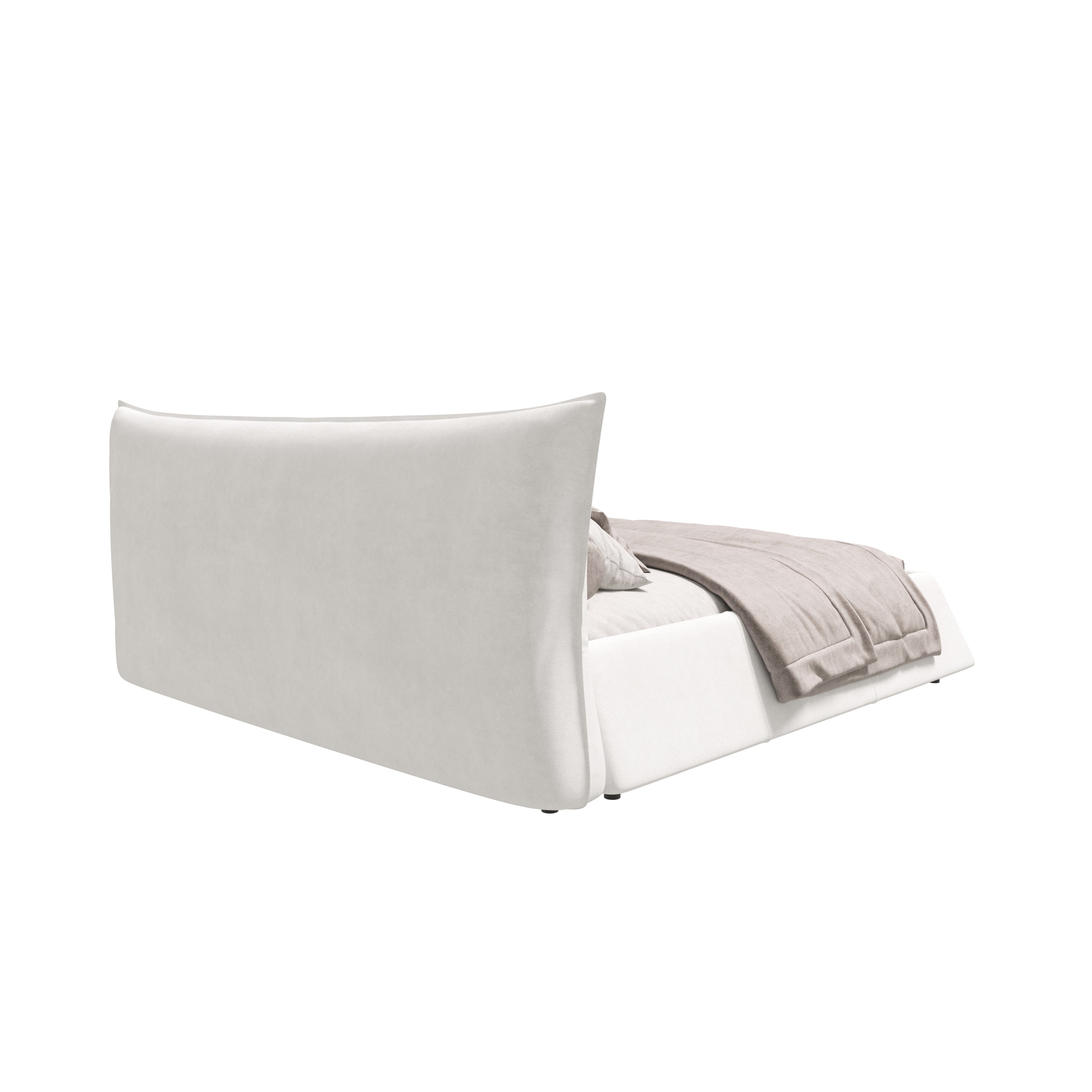 Queen Size Upholstered Platform Bed with Velvet Headboard