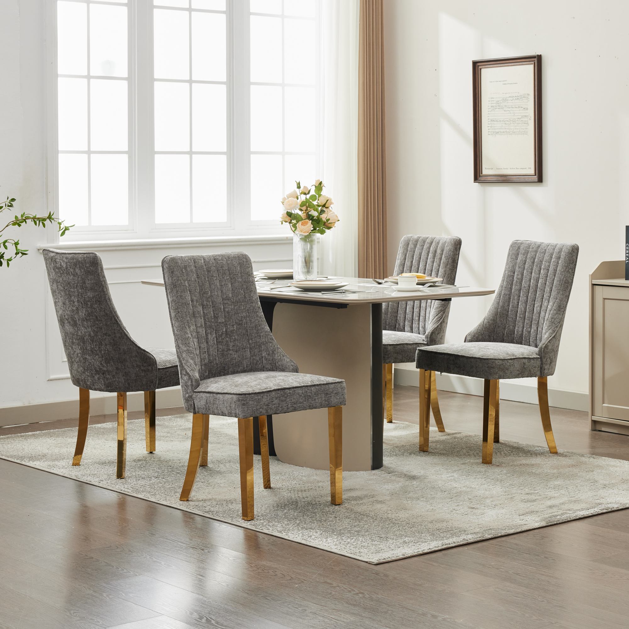Rayon Cloth Flocking Chenille Dining Chairs (Set of 2 )