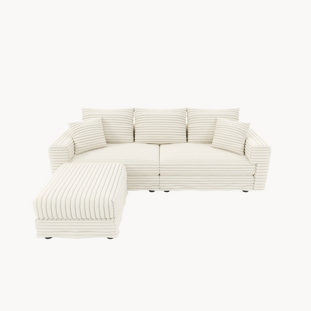 82.7' Modern Comfy Cloud Couch Sofa with Soft Pillows + Ottomans Option