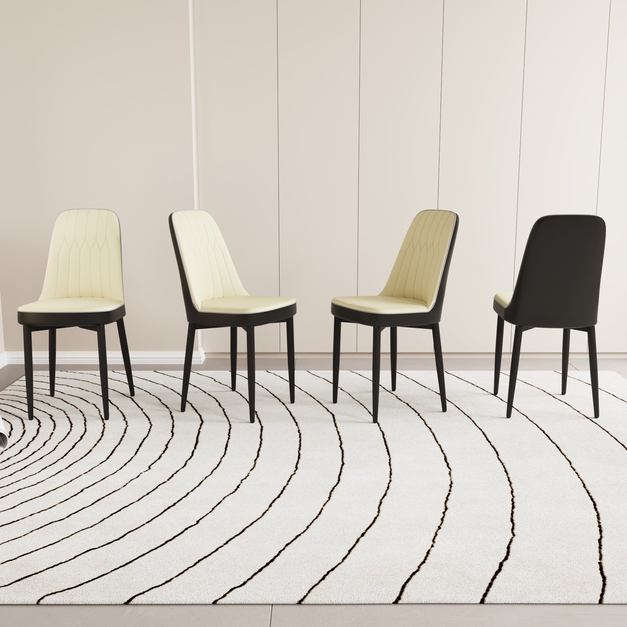Modern Dining Chair Set of 4 with High-Quality PU Leather