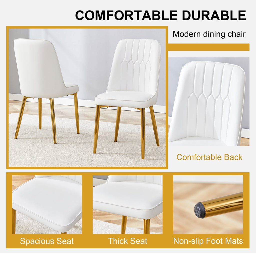 Modern Dining Chairs with Sleek PU leather Backrest (Set of 2)
