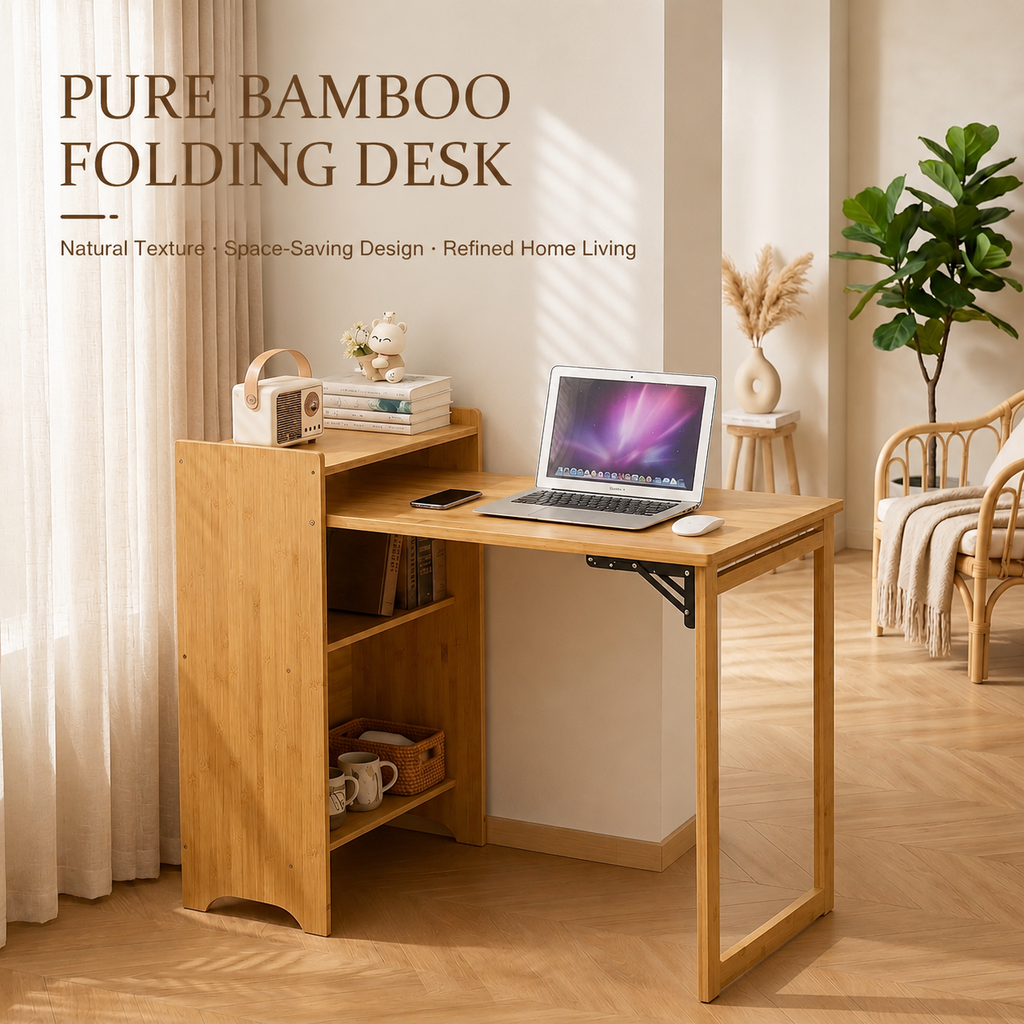 Mid Century Home Office Foldable Table for Small Space