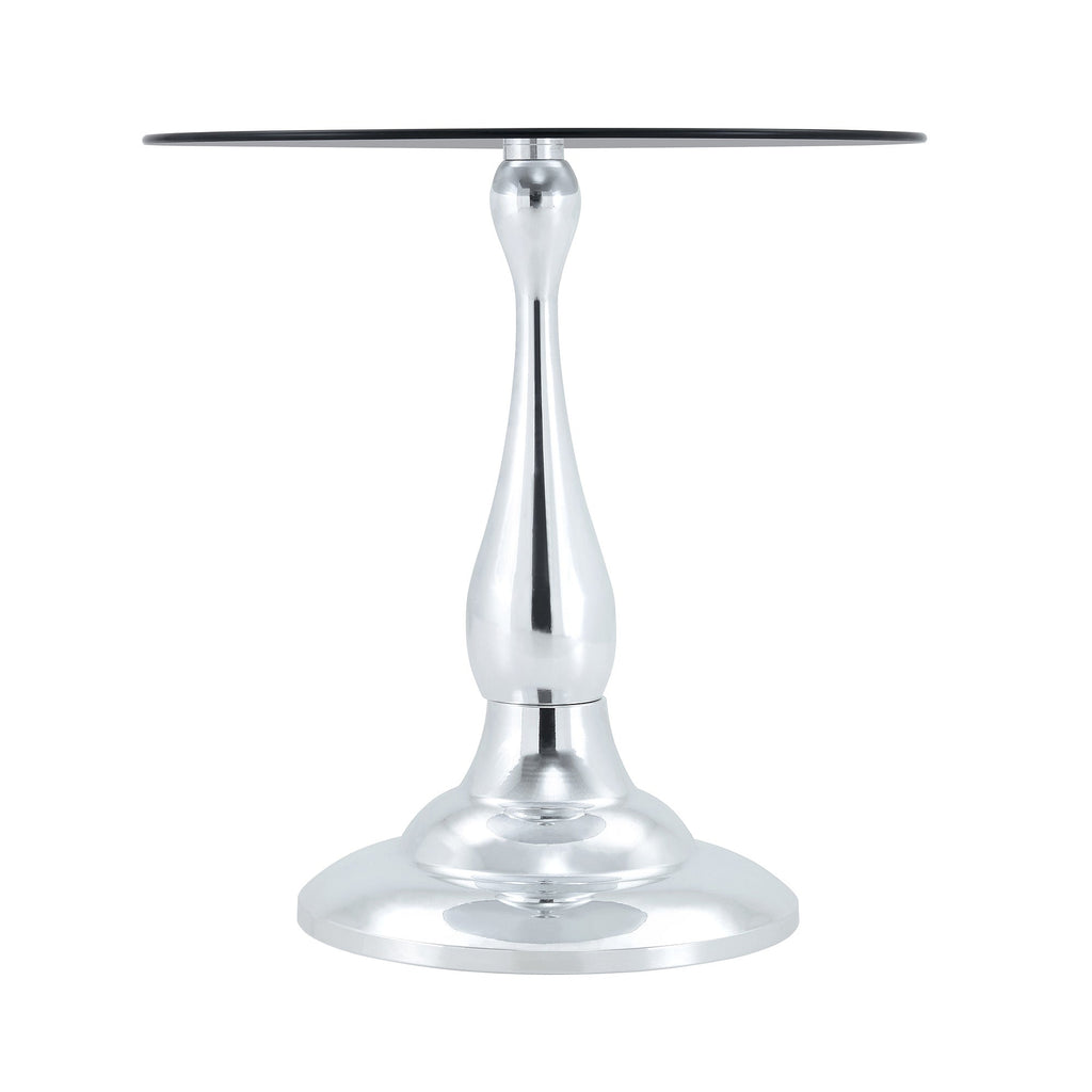 20" Small Luxury Metal Round Side Table with a Glass Top
