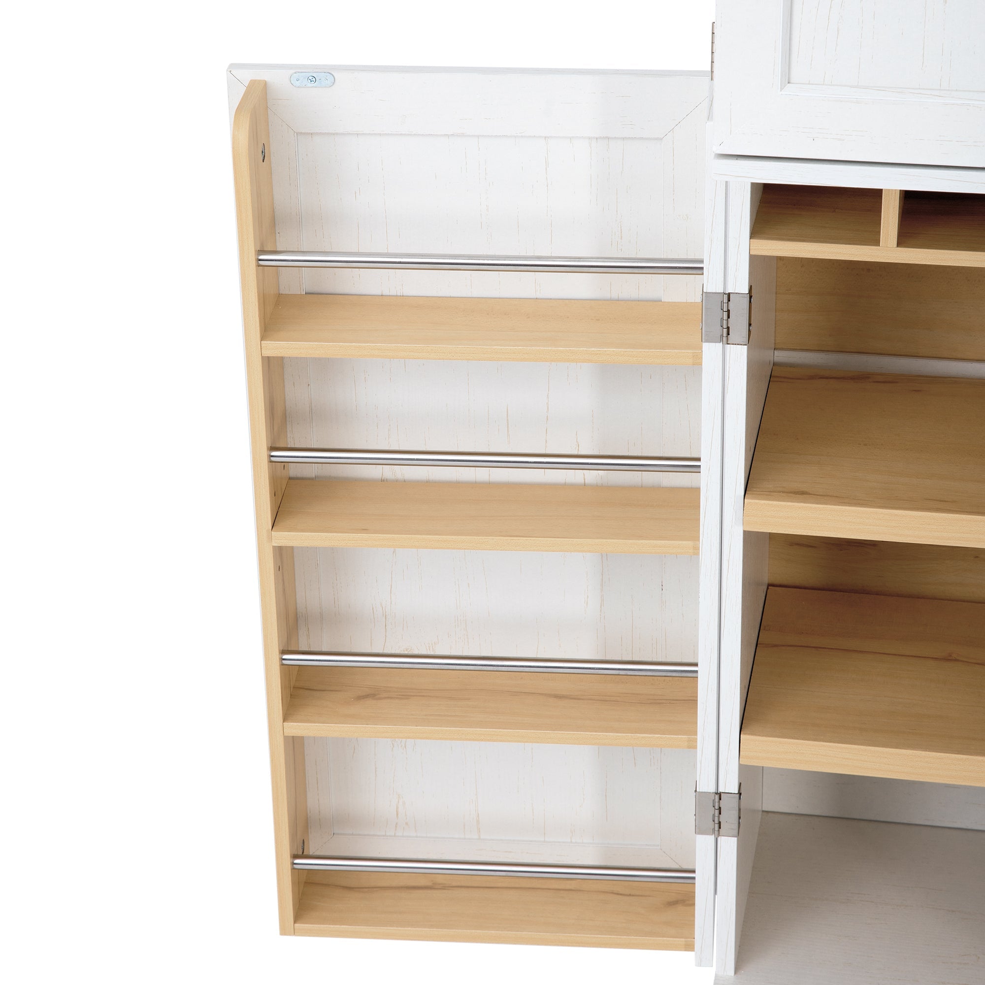 78" Tall Farmhouse Kitchen Pantry Cabinet with Shelves Drawer Wine Rack