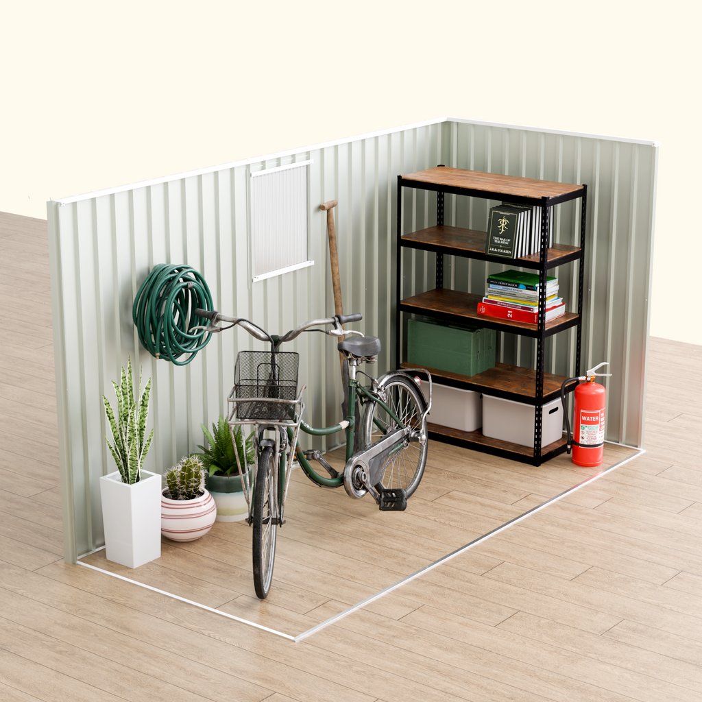 4X9 FT Metal Garden Shed with 1 Window Hinge Door Outdoor Storage