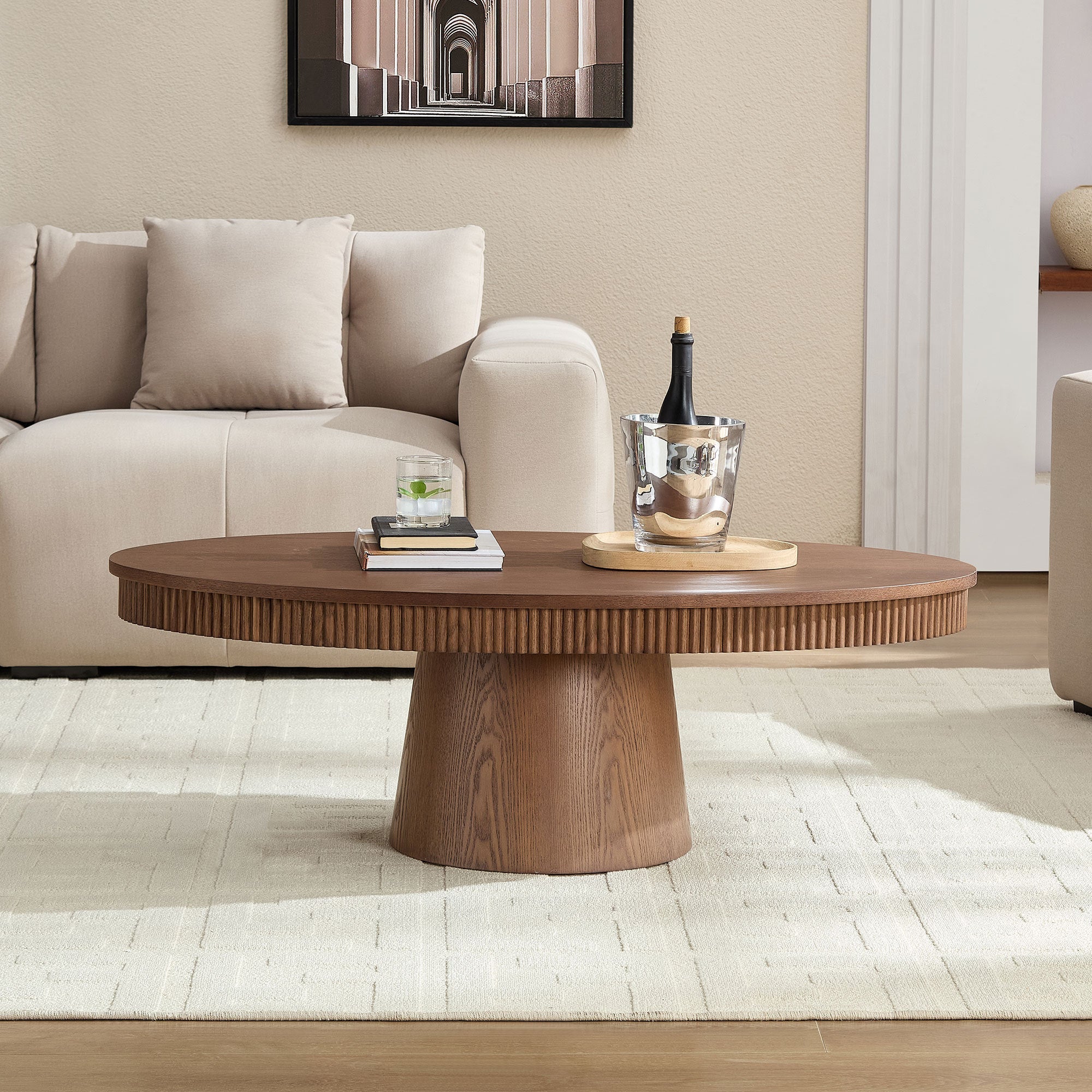 Modern Design Oval Handcraft Drum Coffee Table