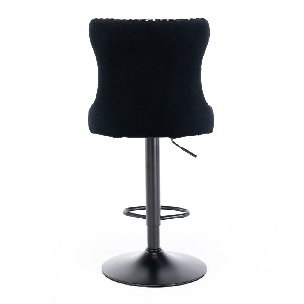 Modern Swivel Velvet Barstools Adjusatble Seat (Set of 2)
