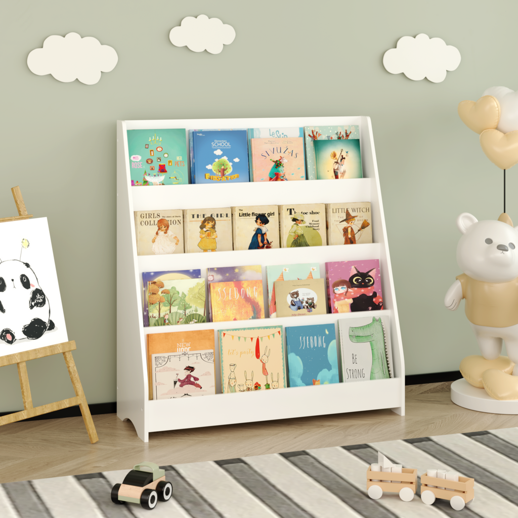 4-Tier MDF Toddler Book Display Shelves Kids Bookshelf