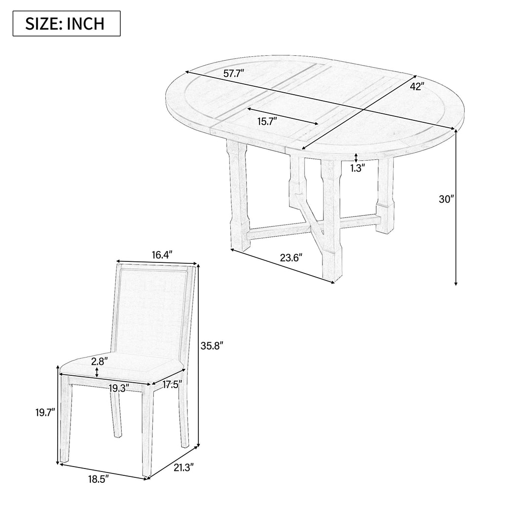 5-Piece Extendable Dining Table Set with Removable Leaf