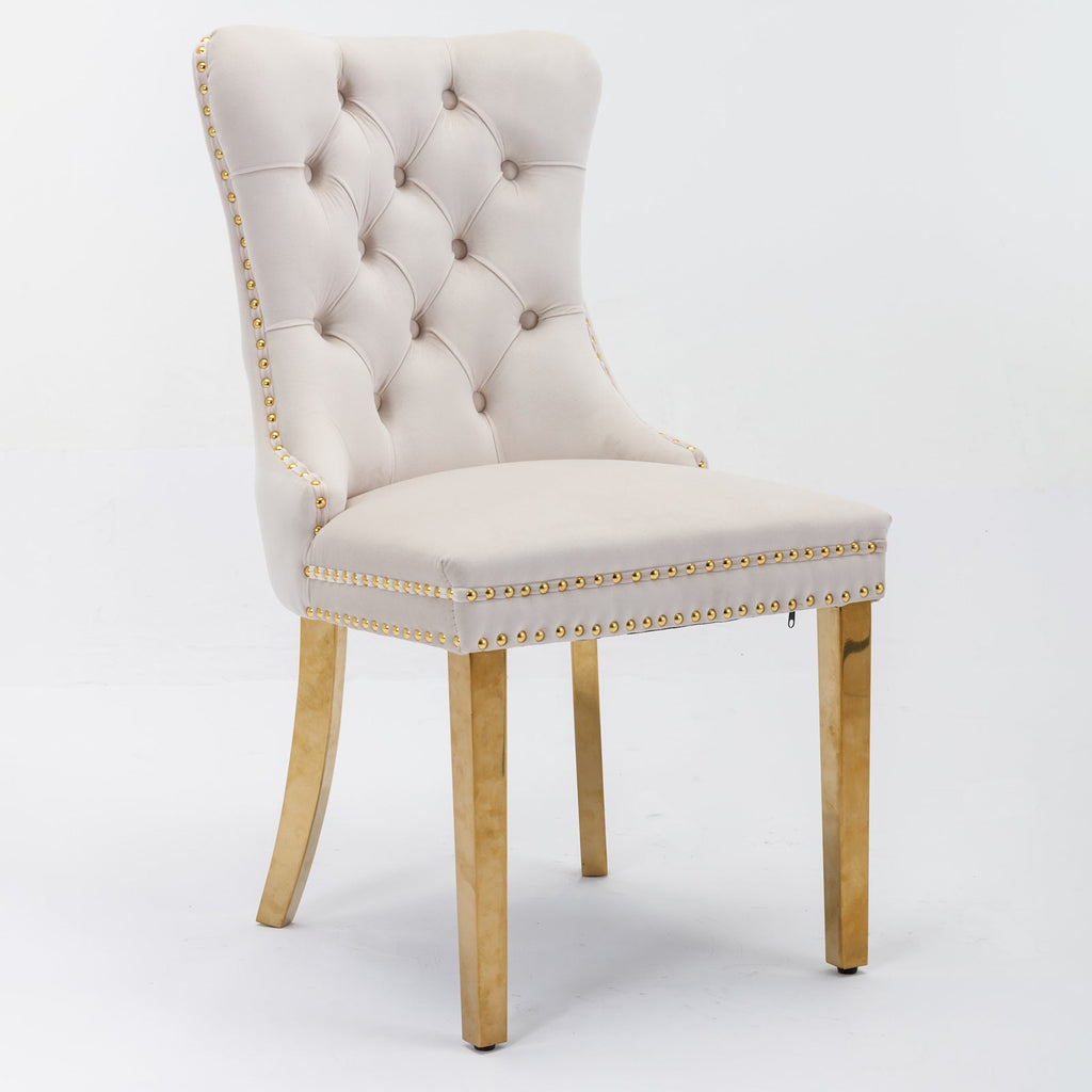Modern High-end Tufted Solid Wood Velvet Dining Chairs (Set of 2)