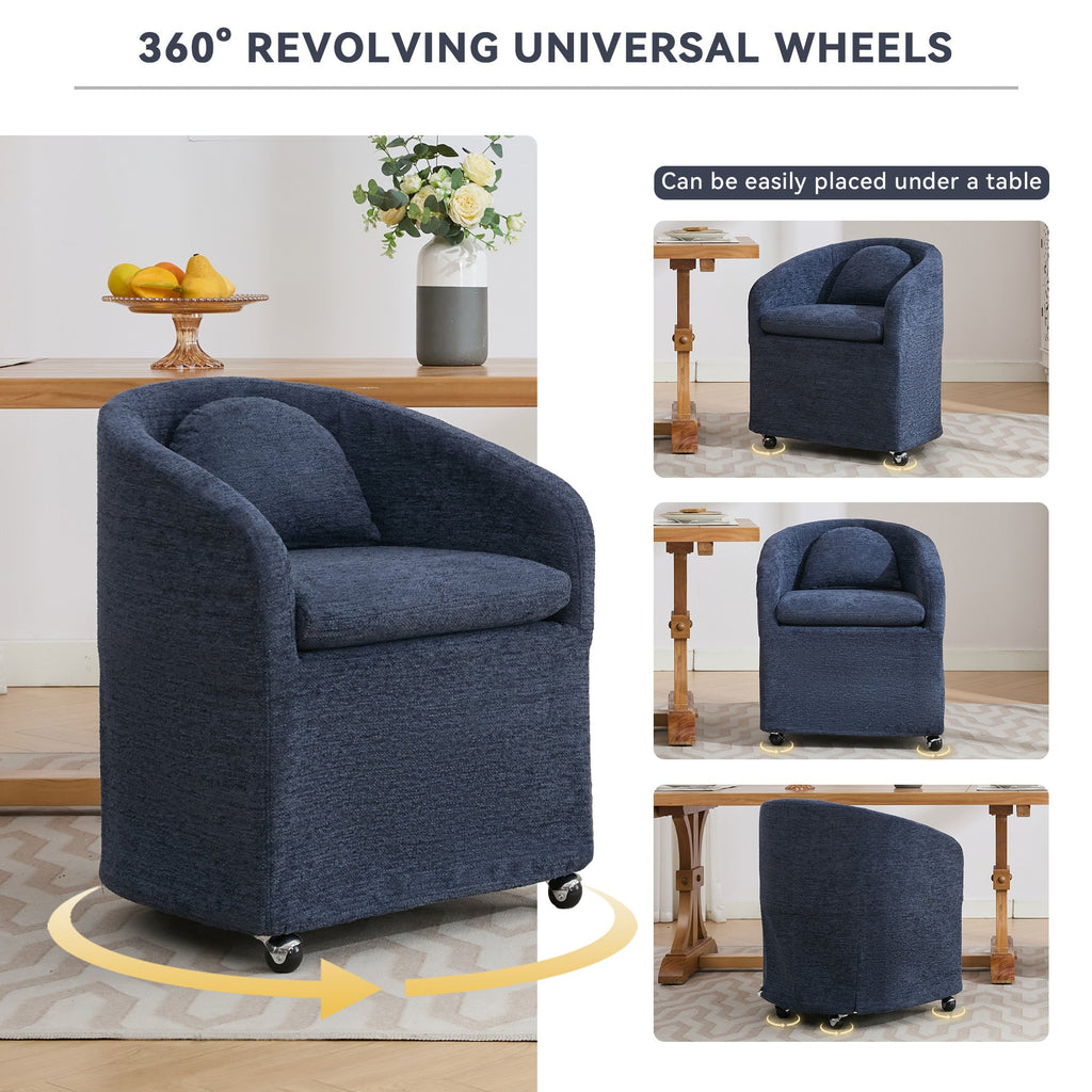 Modern Chenille Fabric Dining Armchair with Back Cushion