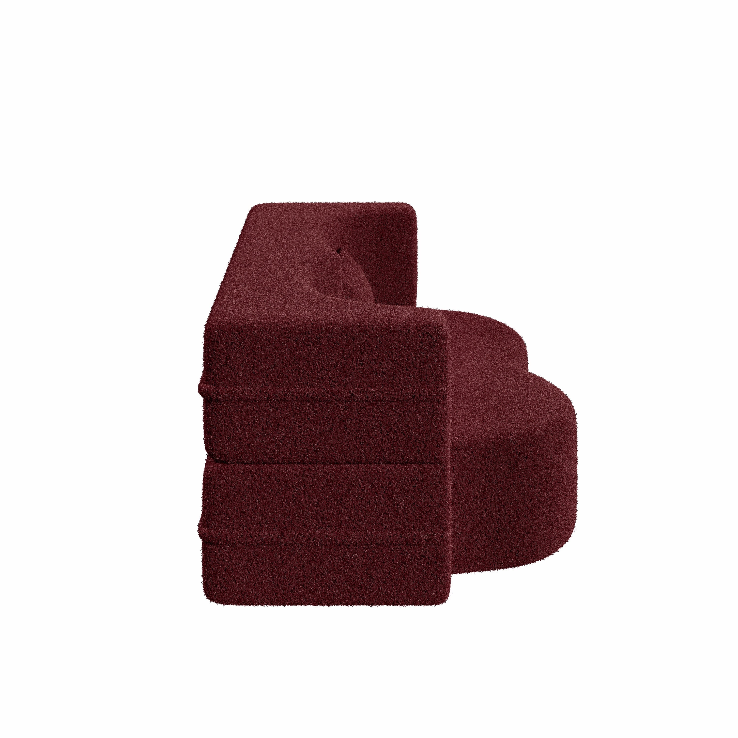 Modern Convertible Teddy Fabric Sofa with 2 Pillows