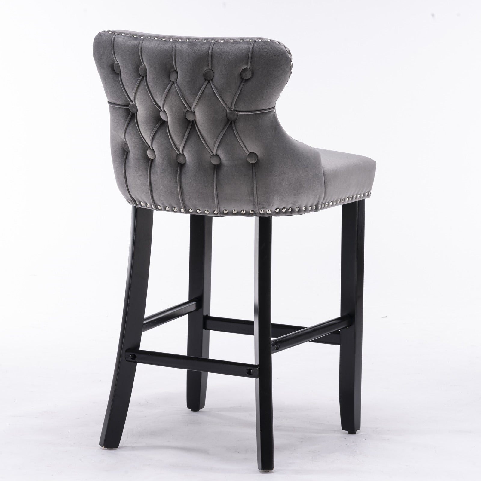 Leisure Style Velvet Upholstered Wing-Back Barstools (Set of 2)