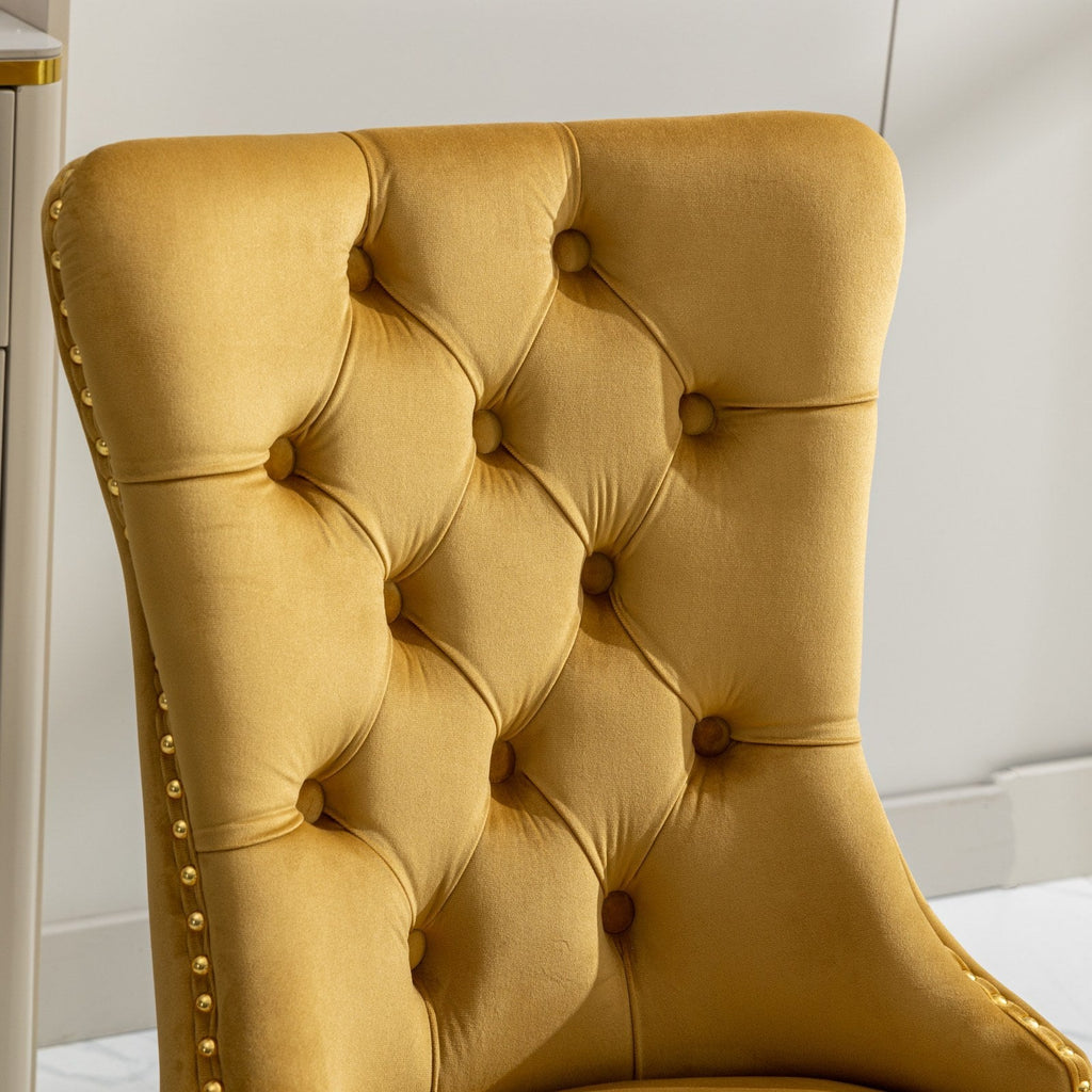 Modern High-end Tufted Solid Wood Velvet Dining Chairs (Set of 2)