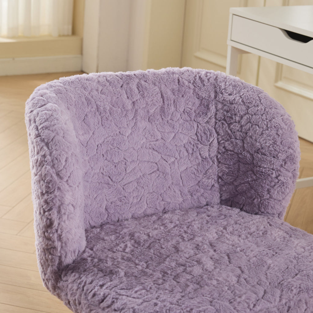 Artificial Rabbit Hair Adjustable Office Chair with Metal Base