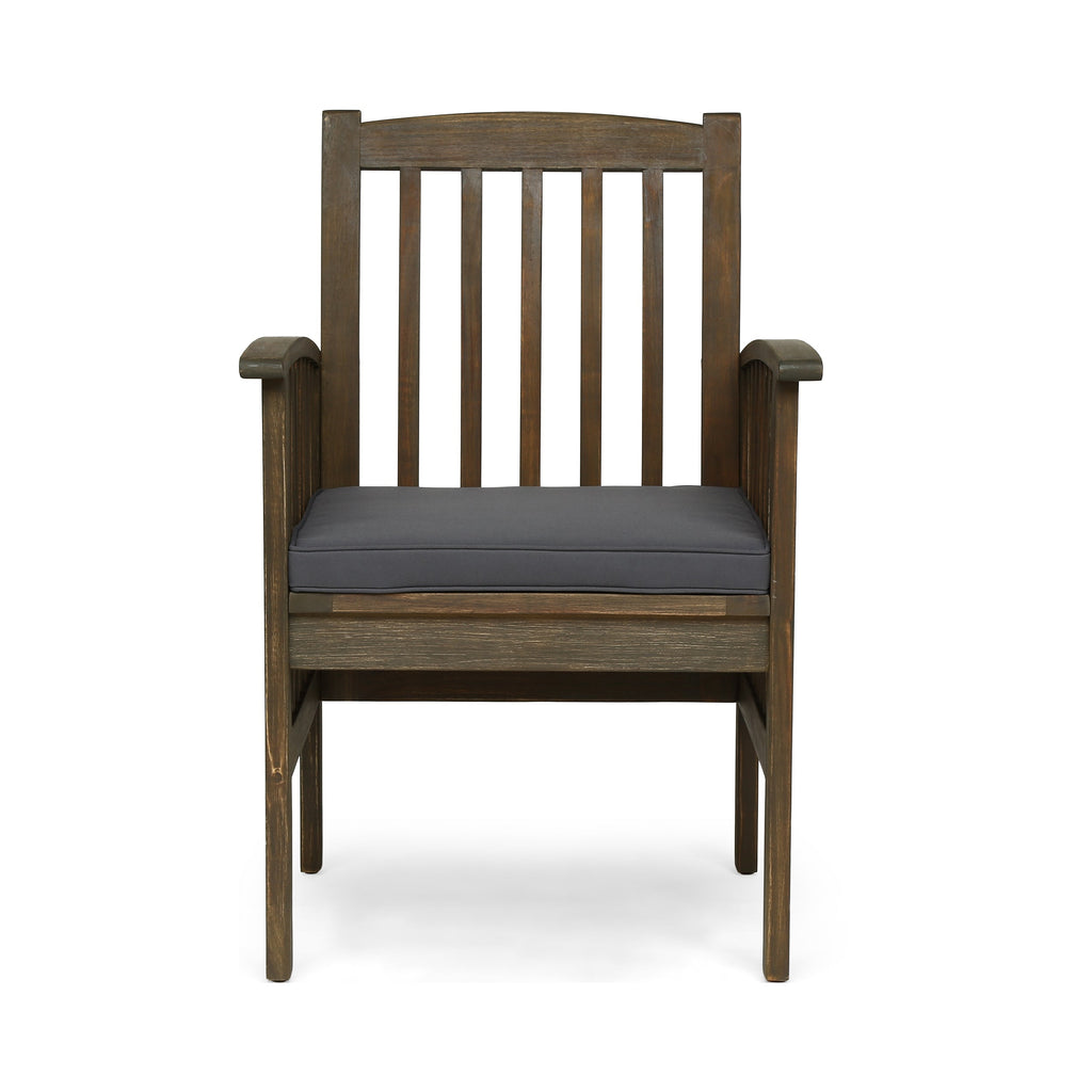 Outdoor 2PCS Acacia Wood Dining Chair Set with Cushions
