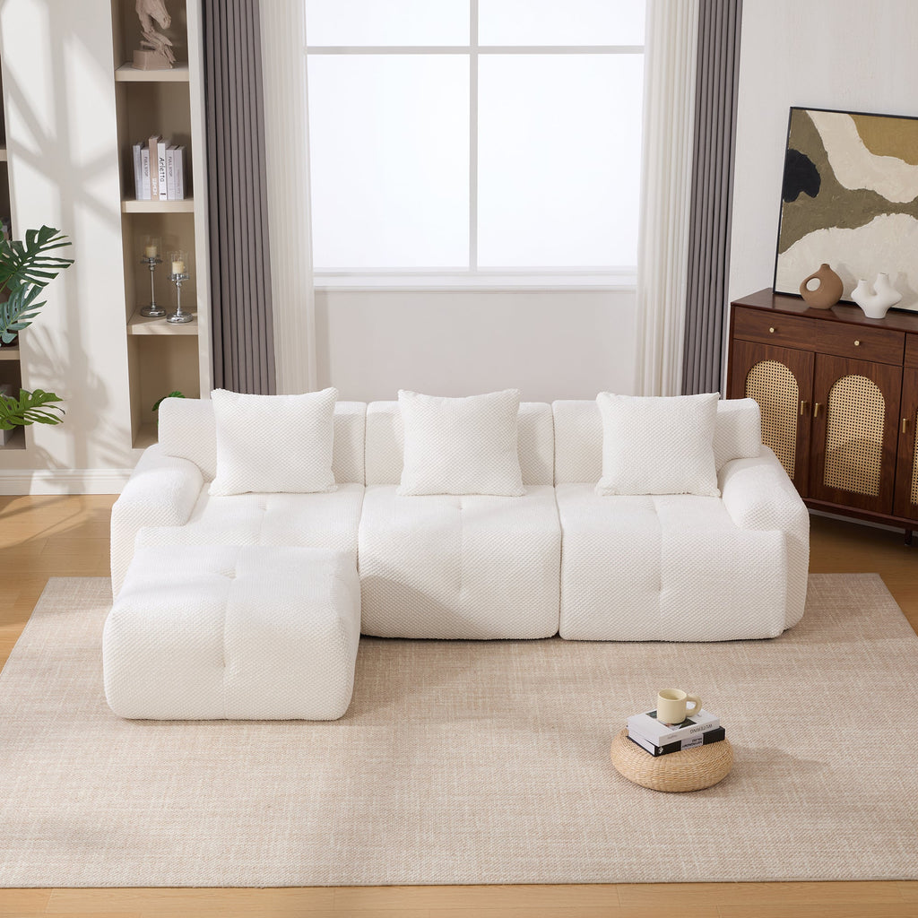 Oversized Boneless Convertible Cloud Couch with Movable Ottoman