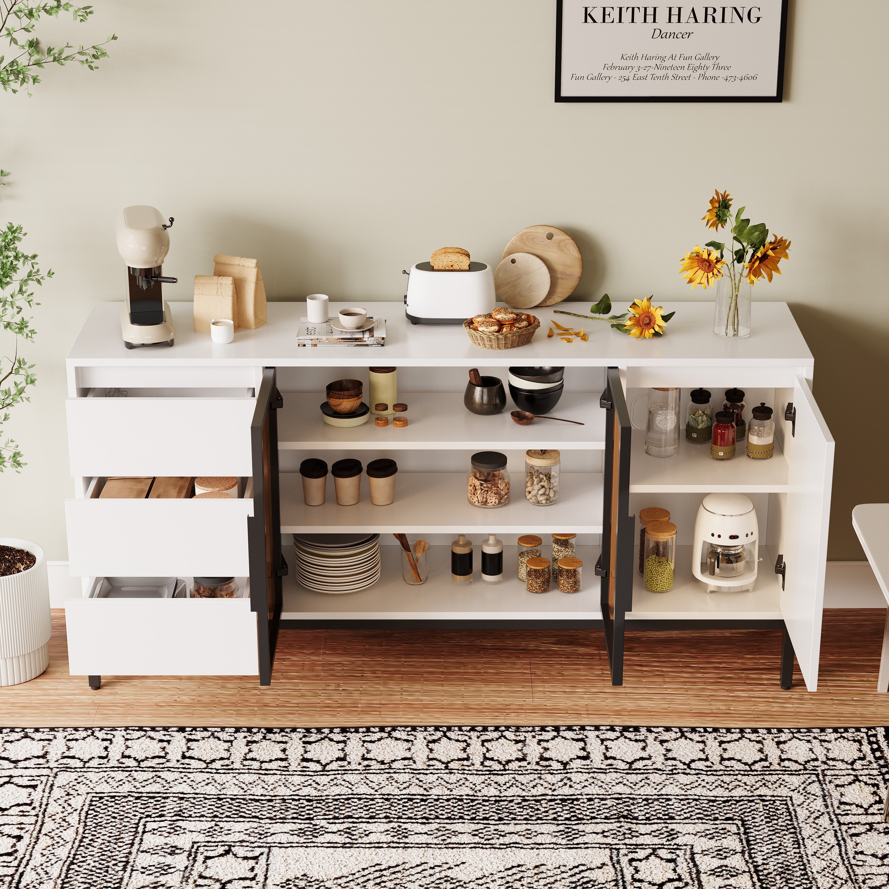 Wood Buffet Cabinet with Storage