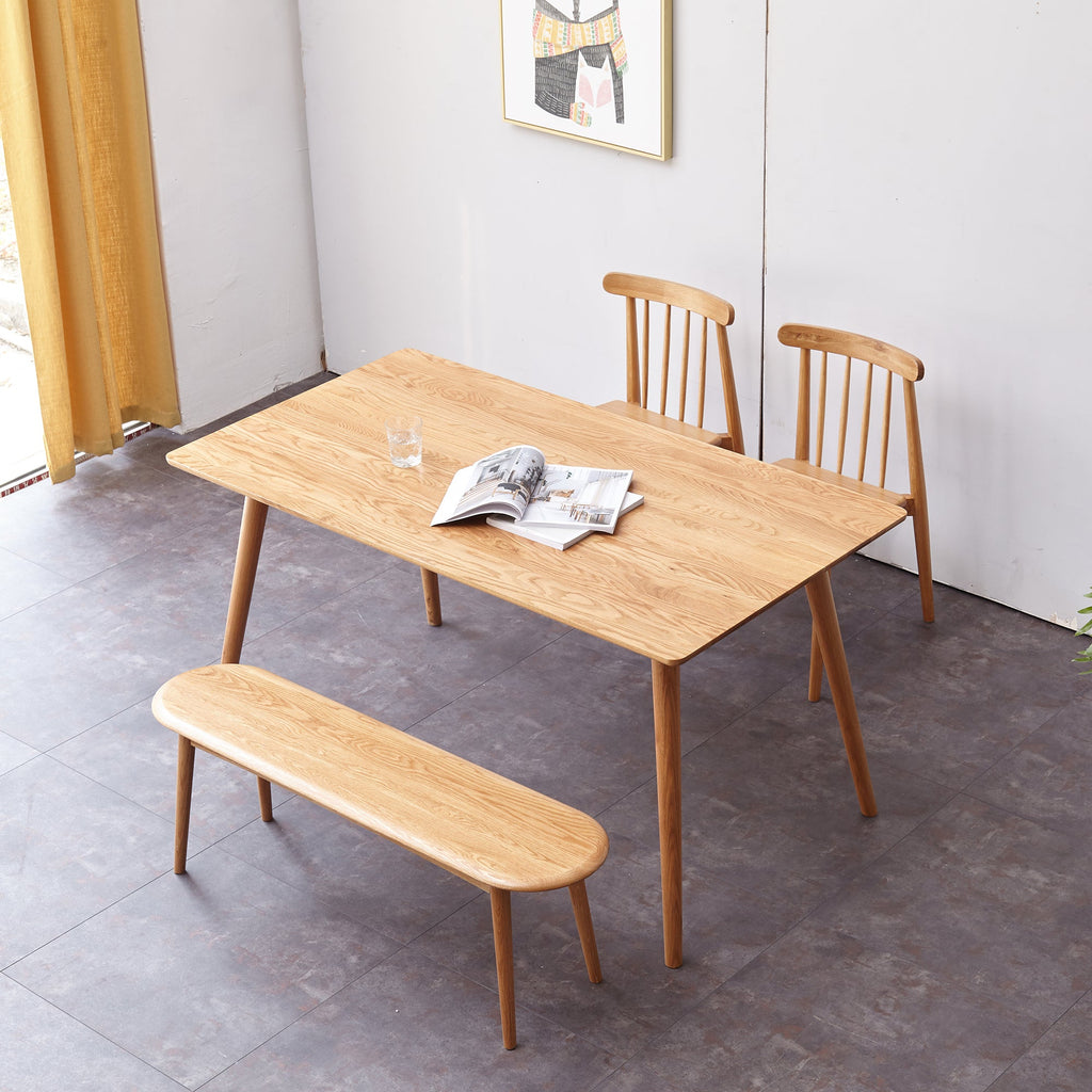 Natural Oak Wood Dining Bench Table Bench with Half-Round Design